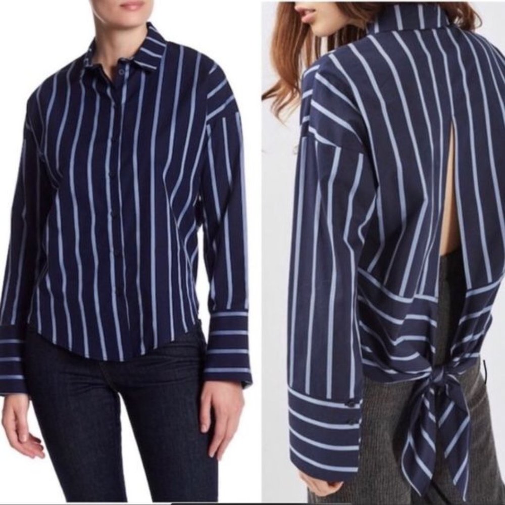 Top Shop Striped Long Sleeve Back Slit Button down Shirt